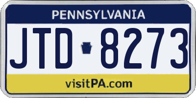 PA license plate JTD8273
