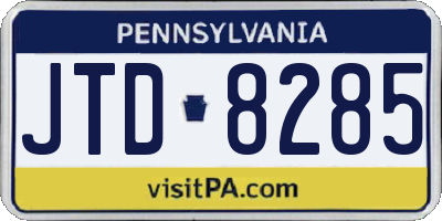 PA license plate JTD8285