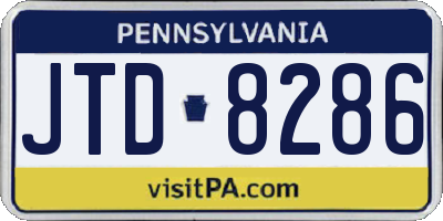 PA license plate JTD8286