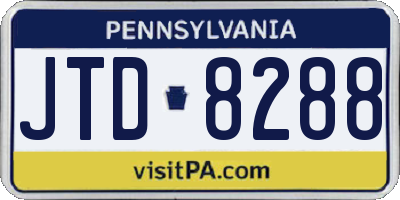 PA license plate JTD8288