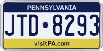 PA license plate JTD8293