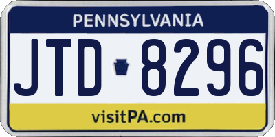 PA license plate JTD8296