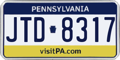 PA license plate JTD8317