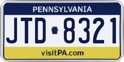 PA license plate JTD8321