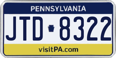 PA license plate JTD8322