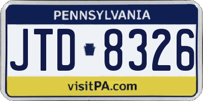 PA license plate JTD8326