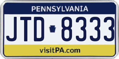 PA license plate JTD8333