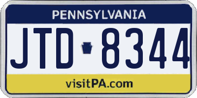PA license plate JTD8344
