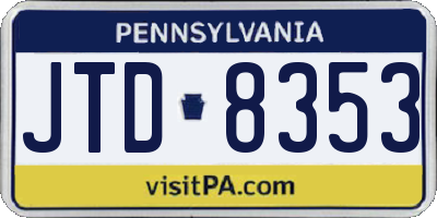 PA license plate JTD8353