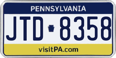 PA license plate JTD8358