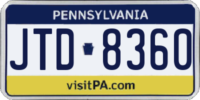 PA license plate JTD8360