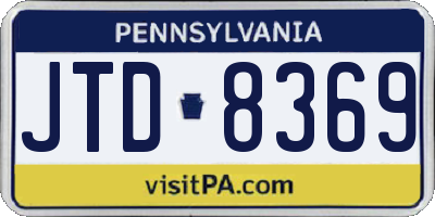 PA license plate JTD8369