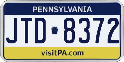 PA license plate JTD8372
