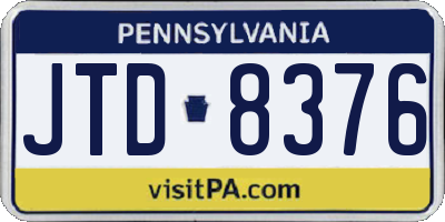 PA license plate JTD8376