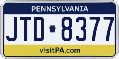 PA license plate JTD8377