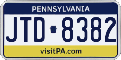 PA license plate JTD8382