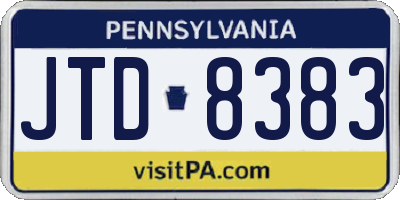 PA license plate JTD8383