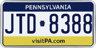 PA license plate JTD8388