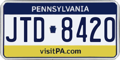 PA license plate JTD8420