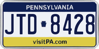 PA license plate JTD8428