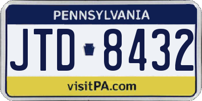 PA license plate JTD8432