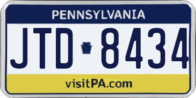 PA license plate JTD8434