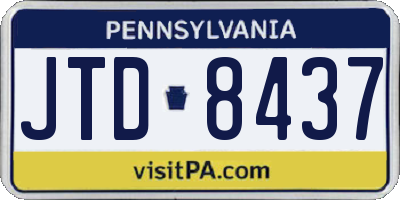 PA license plate JTD8437