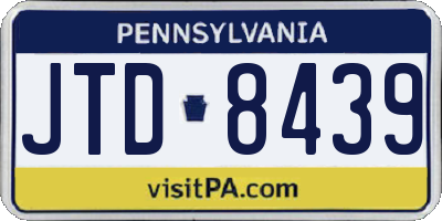 PA license plate JTD8439