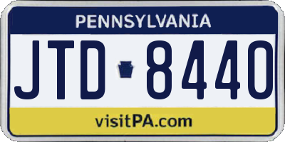 PA license plate JTD8440
