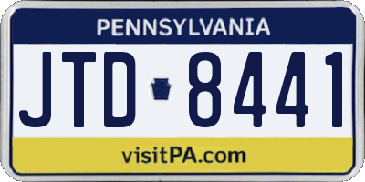 PA license plate JTD8441