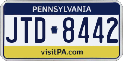 PA license plate JTD8442