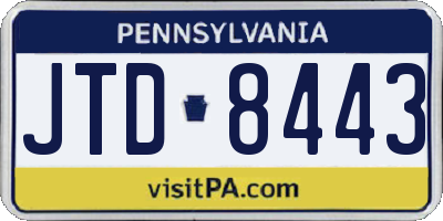 PA license plate JTD8443