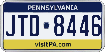 PA license plate JTD8446