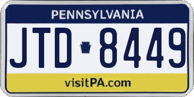 PA license plate JTD8449