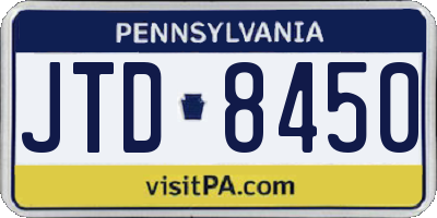 PA license plate JTD8450