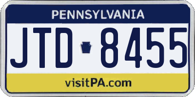 PA license plate JTD8455