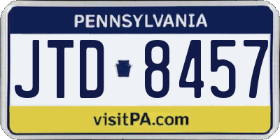 PA license plate JTD8457