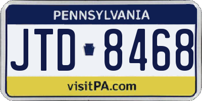 PA license plate JTD8468