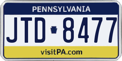 PA license plate JTD8477