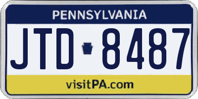 PA license plate JTD8487