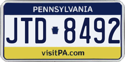 PA license plate JTD8492