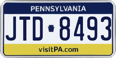 PA license plate JTD8493