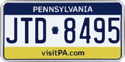 PA license plate JTD8495
