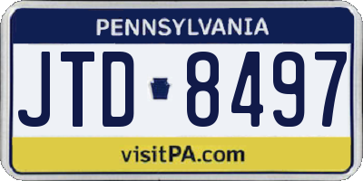 PA license plate JTD8497