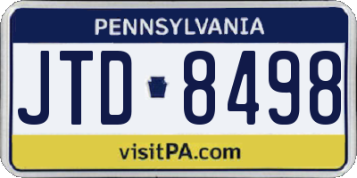 PA license plate JTD8498