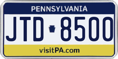 PA license plate JTD8500