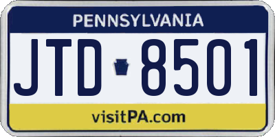 PA license plate JTD8501
