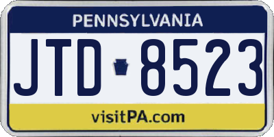 PA license plate JTD8523