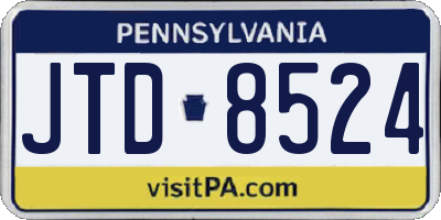 PA license plate JTD8524
