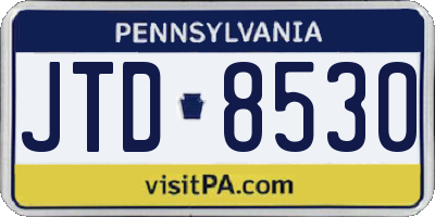 PA license plate JTD8530